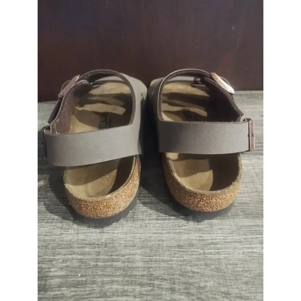 Birkenstock Milano Big Buckle Unisex Sandals 37 Suede Brown Ankle Strap New - Picture 6 of 11